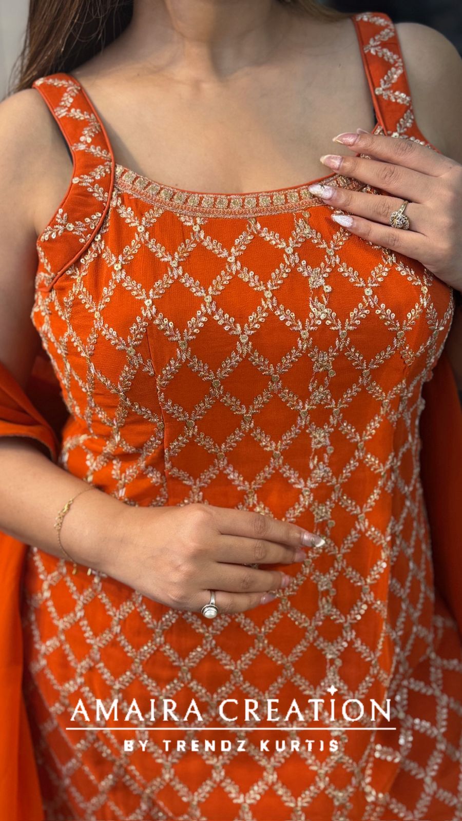 Premium Georgette Zari Work Divider Set(15 inches sleeves available)