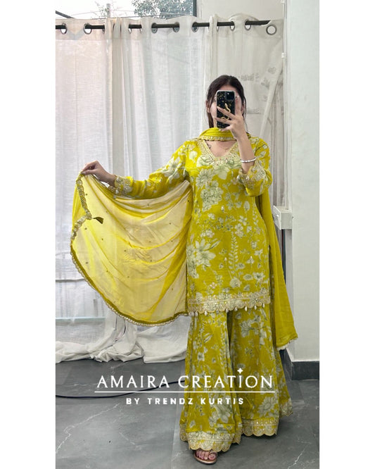 Premium Chinnon Lemon Colour Full Flare Divider Set