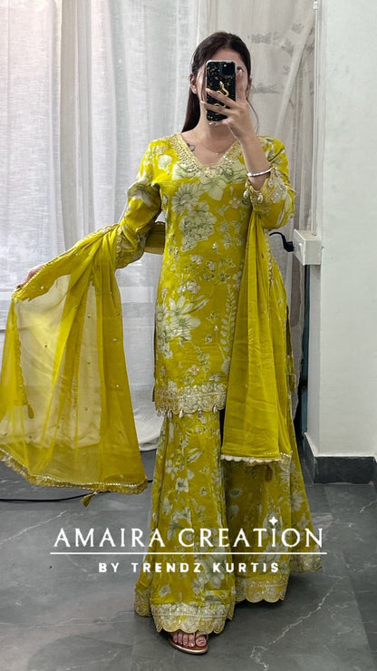 Premium Chinnon Lemon Colour Full Flare Divider Set