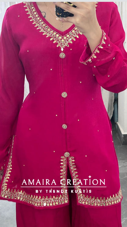 Premium Chinnon Magenta Short Top Divider Set