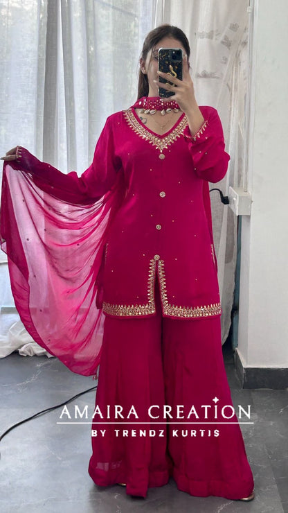 Premium Chinnon Magenta Short Top Divider Set