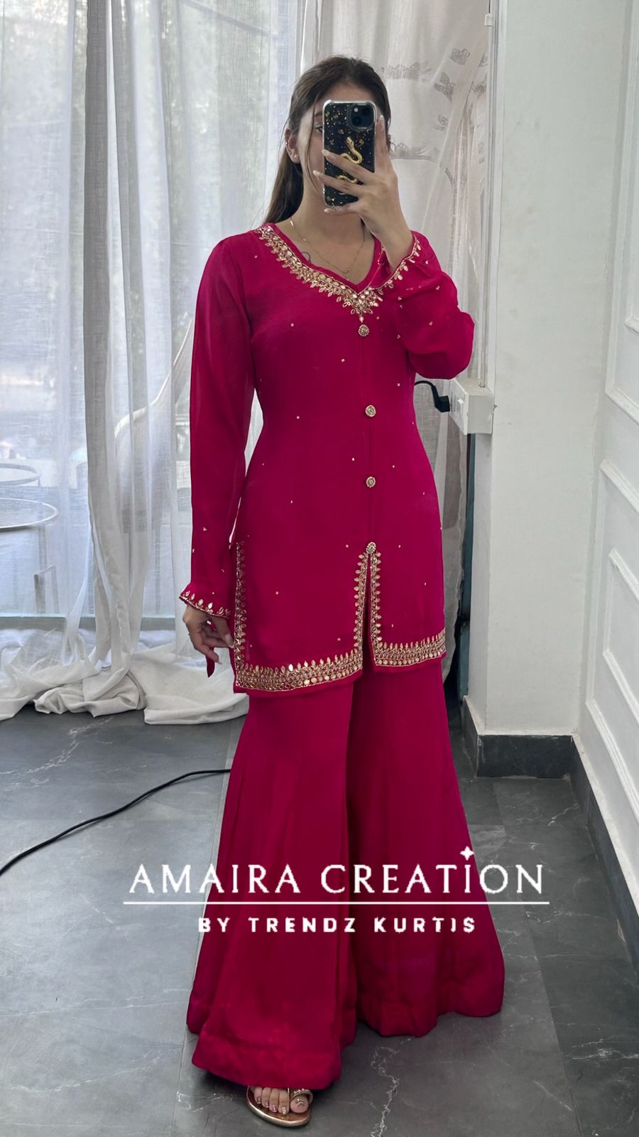 Premium Chinnon Magenta Short Top Divider Set