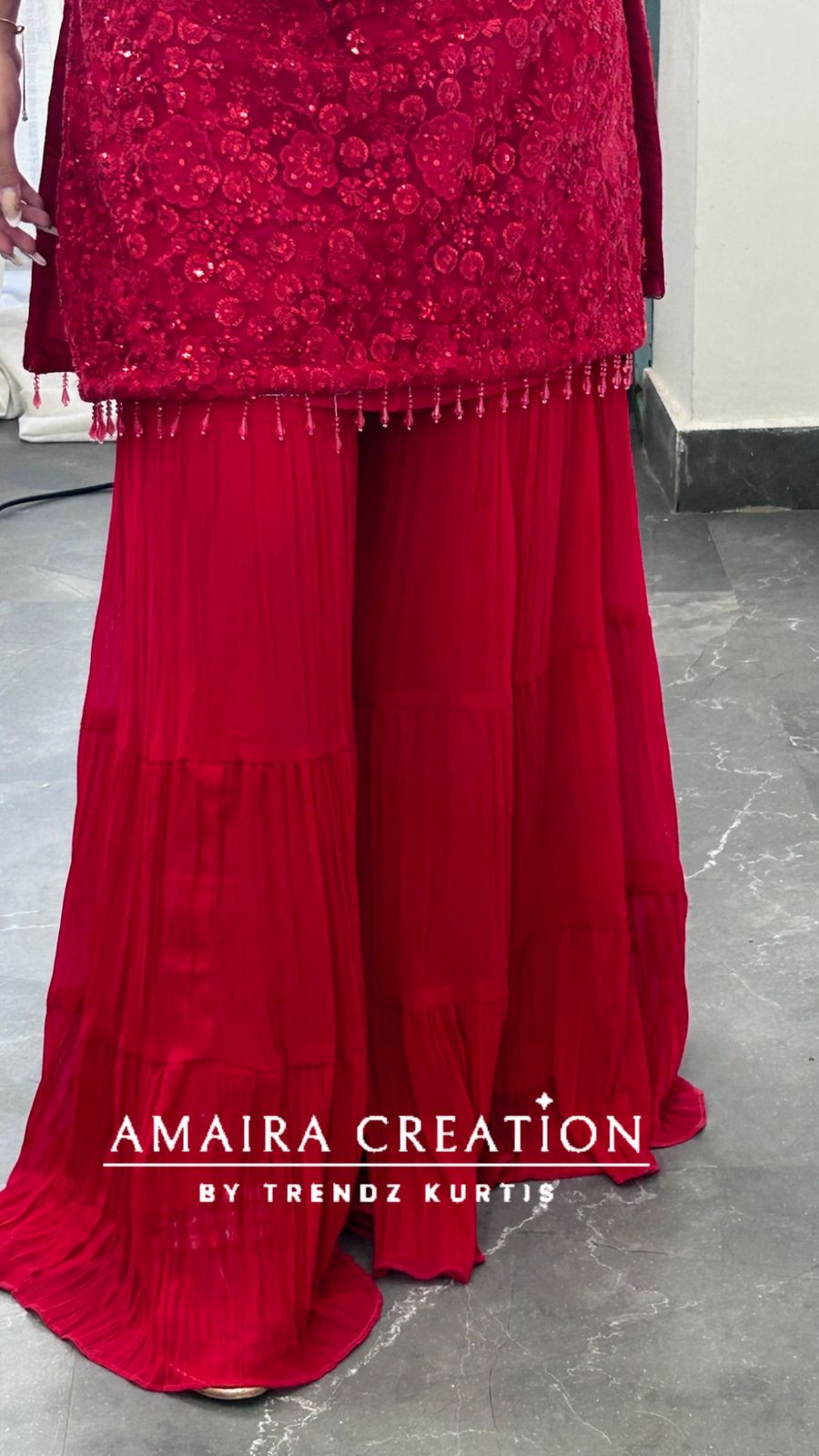 Premium Net Top With Thread Embroiderey, Sequence spreading &  Georgette Sharara Set(16inches Net Sleeves Available)