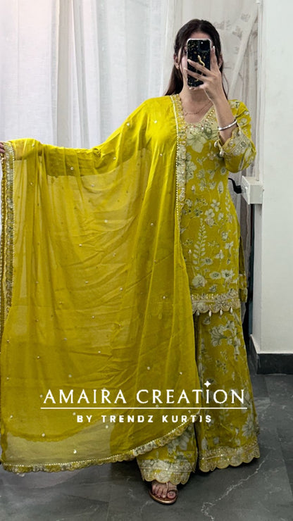 Premium Chinnon Lemon Colour Full Flare Divider Set