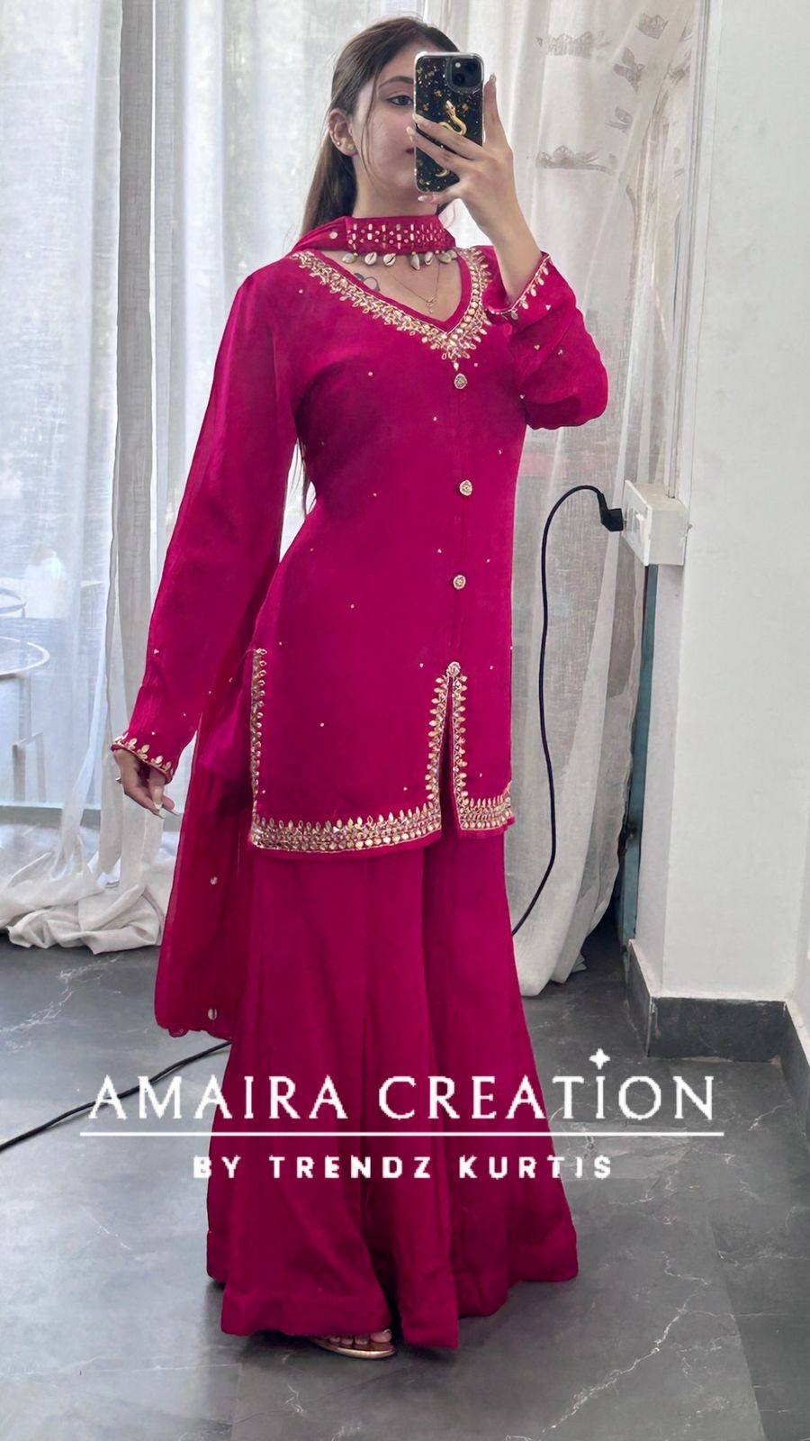 Premium Chinnon Magenta Short Top Divider Set