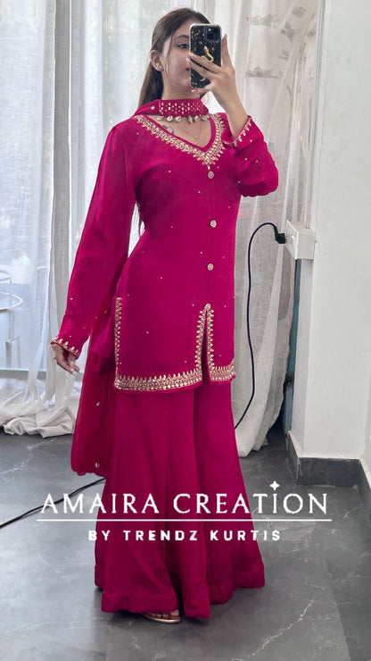 Premium Chinnon Magenta Short Top Divider Set