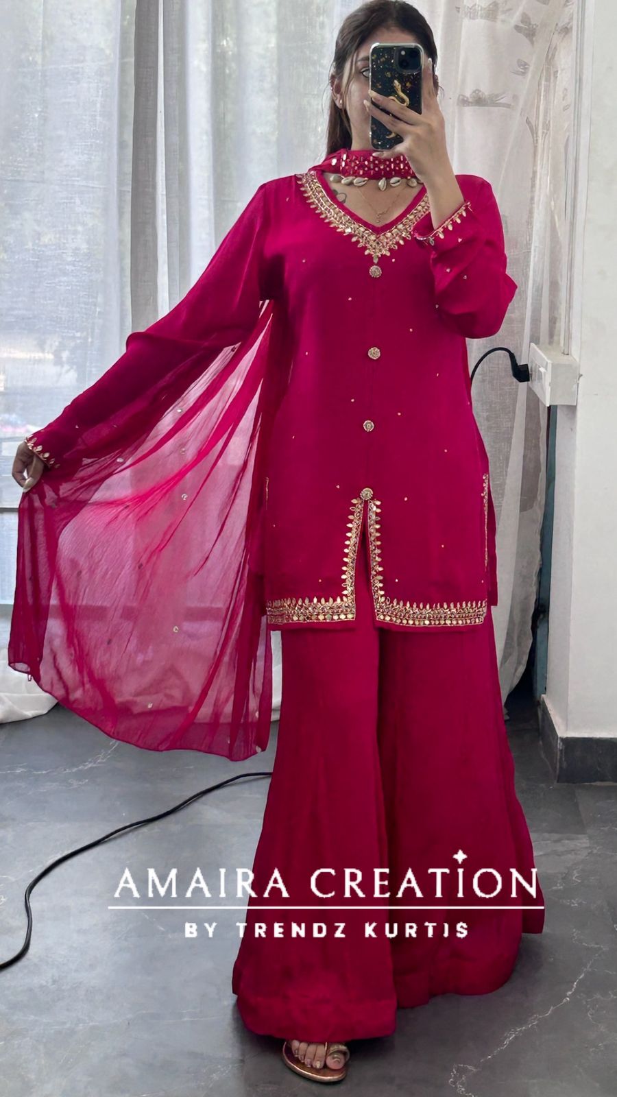 Premium Chinnon Magenta Short Top Divider Set