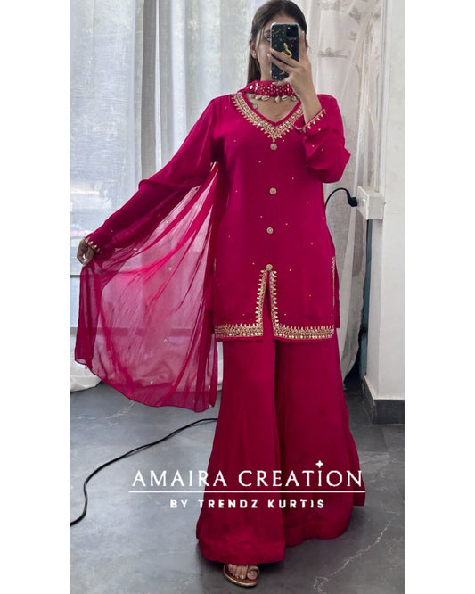 Premium Chinnon Magenta Short Top Divider Set