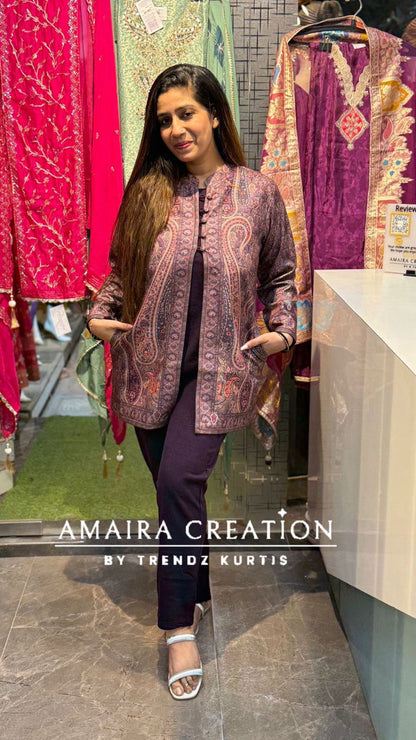 Premium Woolen Three Pc shrug Set