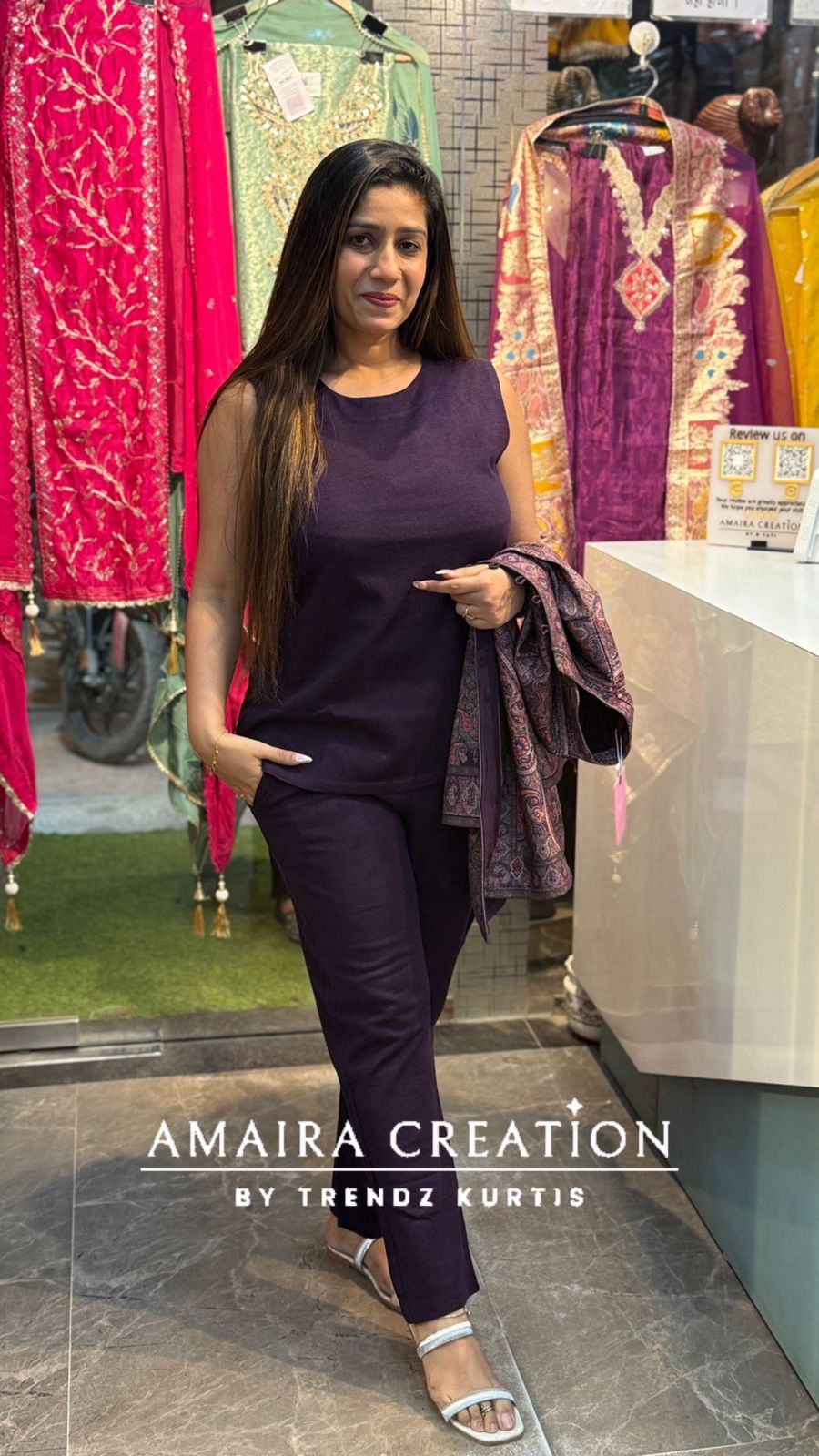 Premium Woolen Three Pc shrug Set