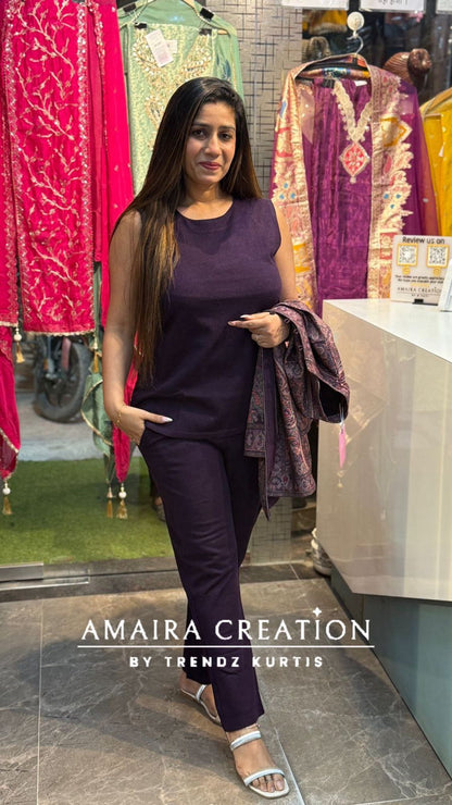 Premium Woolen Three Pc shrug Set