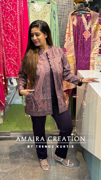 Premium Woolen Three Pc shrug Set