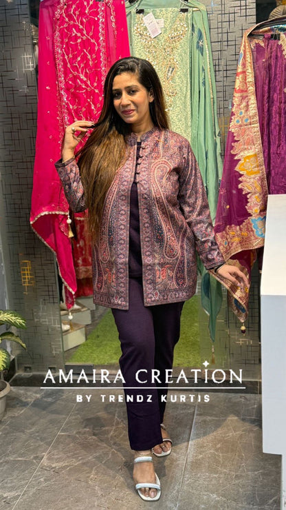 Premium Woolen Three Pc shrug Set