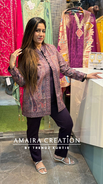 Premium Woolen Three Pc shrug Set