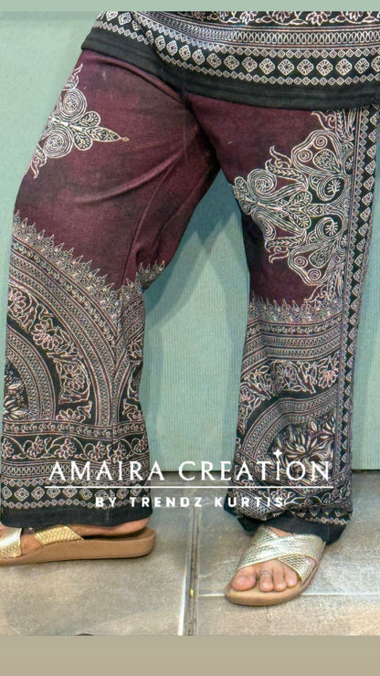 Premium Karachi Woolen Wine Colour Cord Set