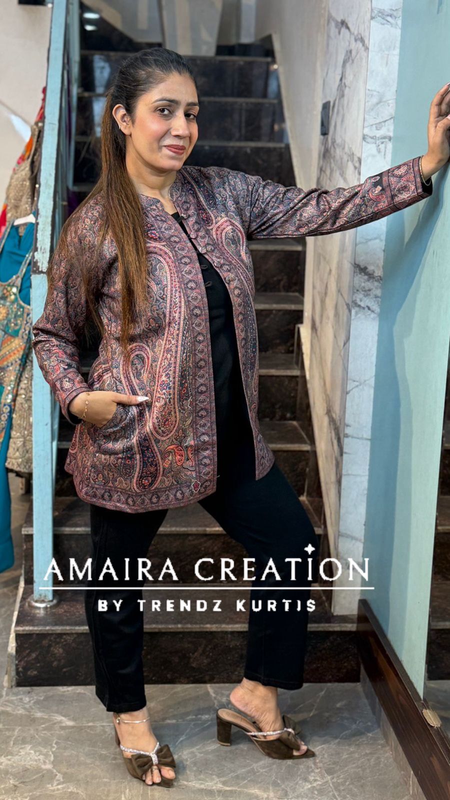 Premium Woolen Three Pc shrug Set