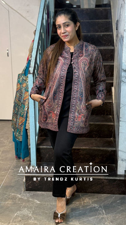 Premium Woolen Three Pc shrug Set