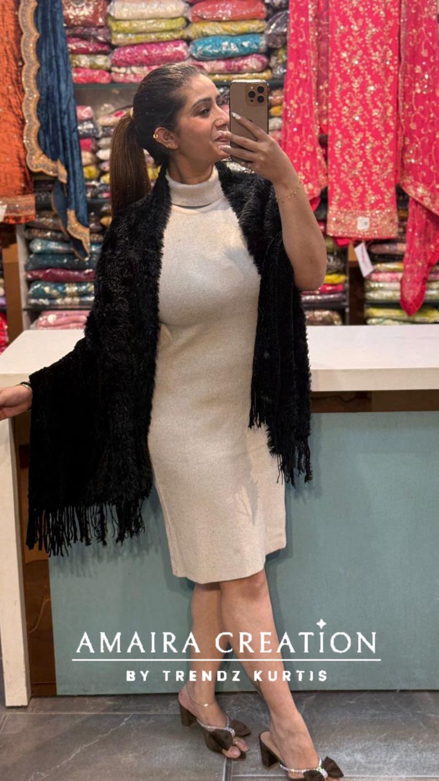 Premium Woolen Knitted & Furr Stole