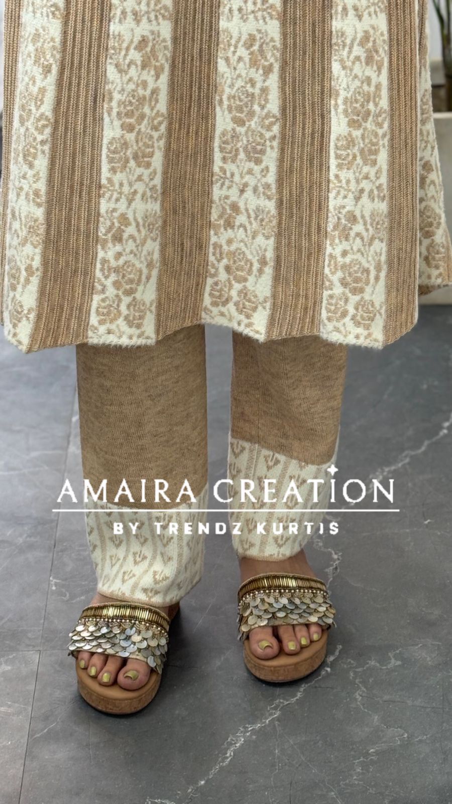 Premium Woolen Thread Embroidered White Anarkali Set