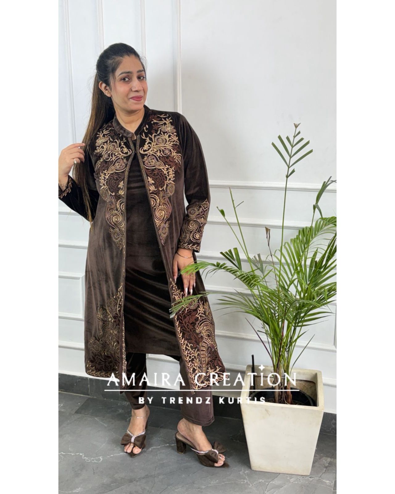 Premium Velvet Three Pc Set With Beautiful Embroidery