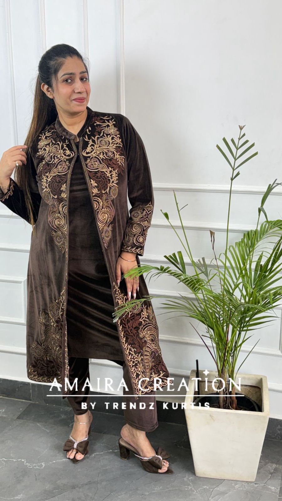 Premium Velvet Three Pc Set With Beautiful Embroidery