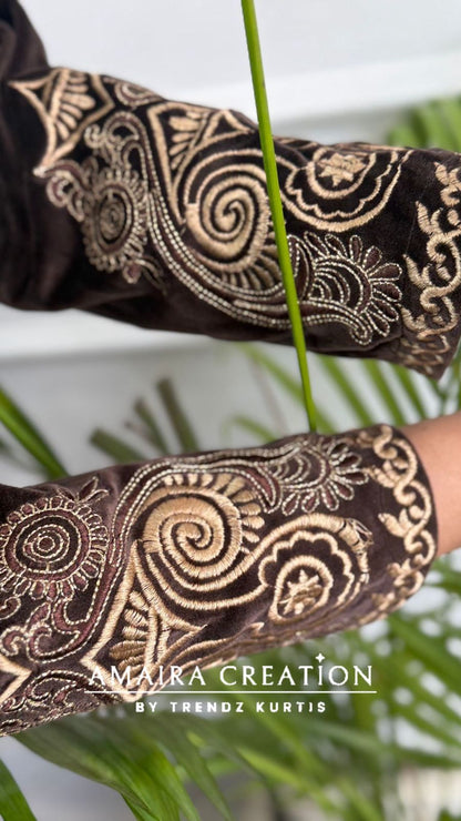 Premium Velvet Three Pc Set With Beautiful Embroidery