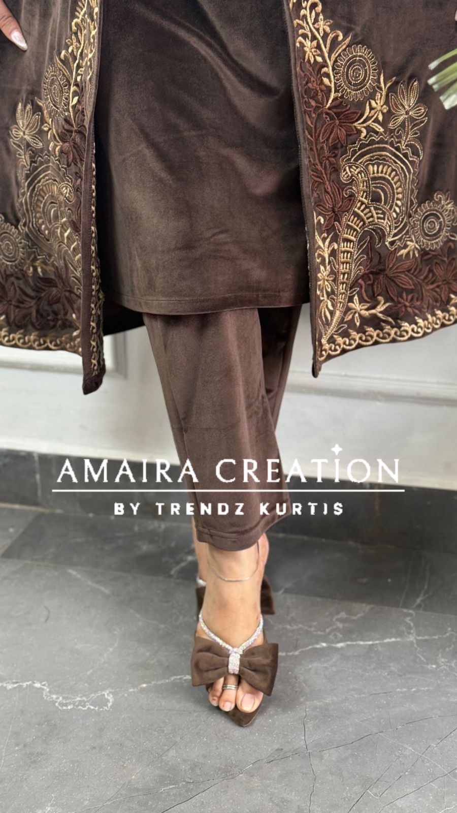 Premium Velvet Three Pc Set With Beautiful Embroidery