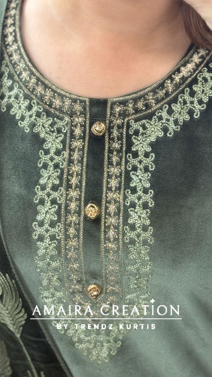 Premium Velvet Embroidered Pant Set