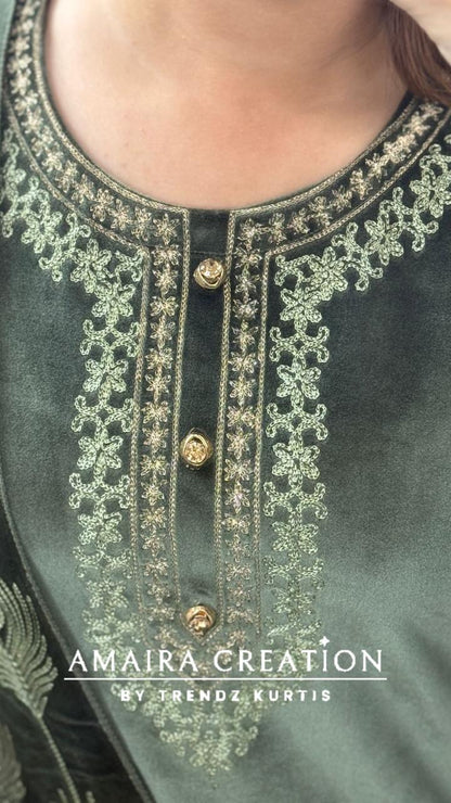 Premium Velvet Embroidered Pant Set