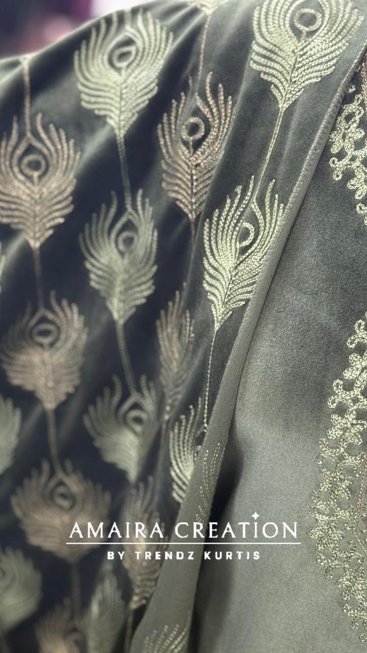 Premium Velvet Embroidered Pant Set