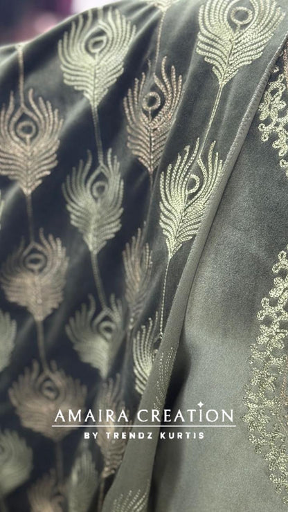 Premium Velvet Embroidered Pant Set