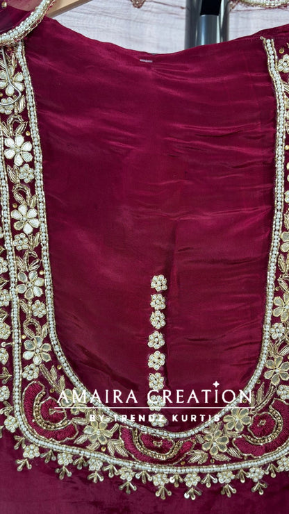 Premium Glass Tissue Beautiful HandWork unstitched suits