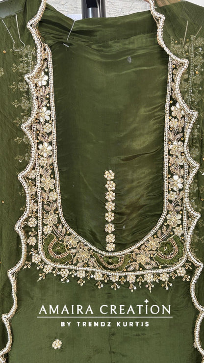 Premium Glass Tissue Beautiful HandWork unstitched suits