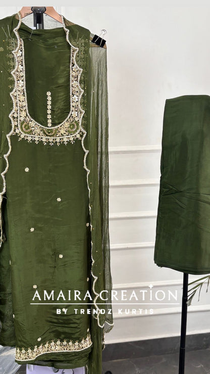 Premium Glass Tissue Beautiful HandWork unstitched suits