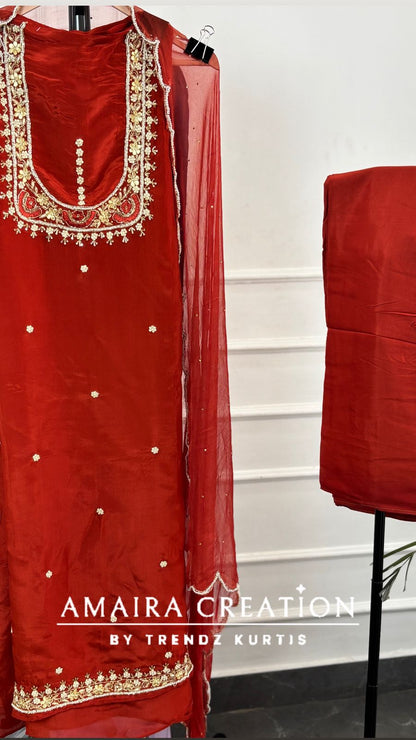 Premium Glass Tissue Beautiful HandWork unstitched suits