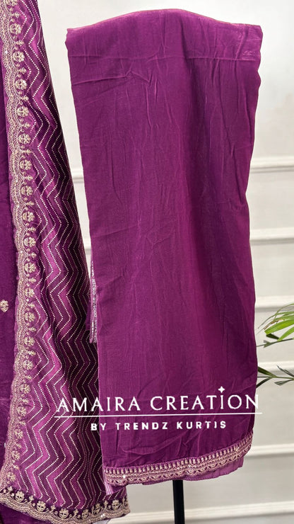 Premium Velvet Very Soft Fabric Zari Work Unstitched Suit With Printed Velvet Dupatta