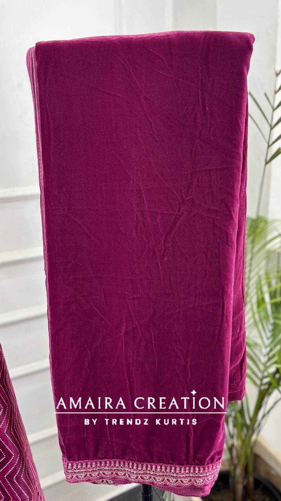 Premium Velvet Very Soft Fabric Zari Work Unstitched Suit With Printed Velvet Dupatta