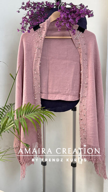 Premium Woolen Pearl Deatiling Stole