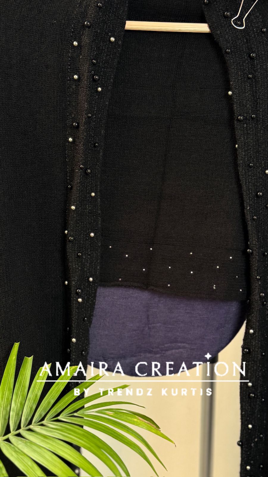 Premium Woolen Pearl Deatiling Stole