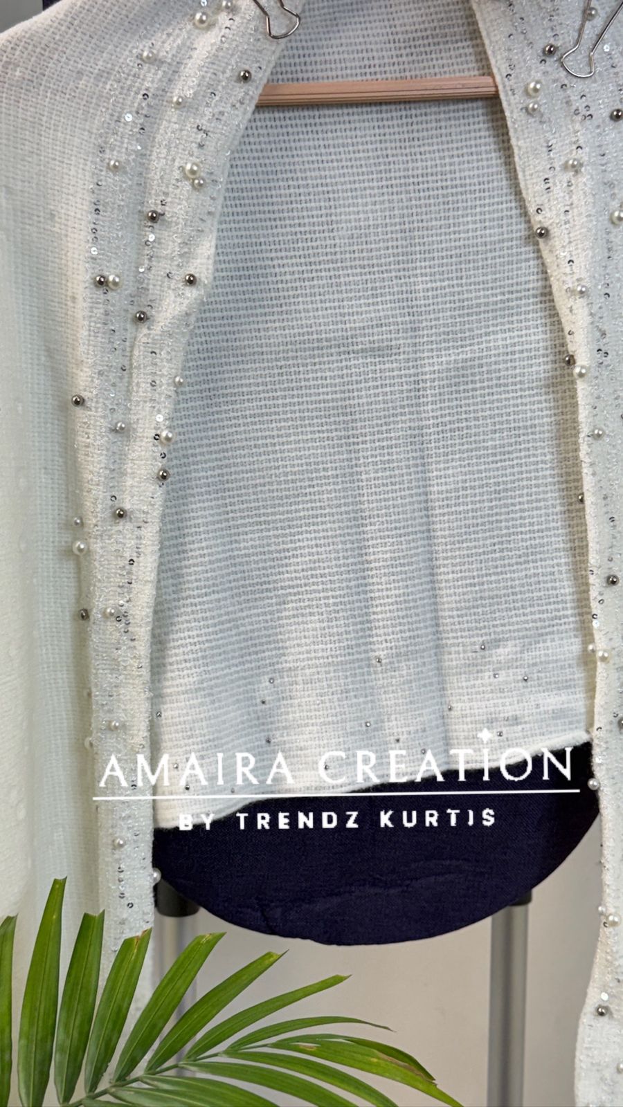 Premium Woolen Pearl Deatiling Stole