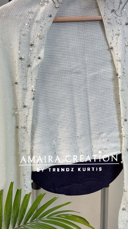 Premium Woolen Pearl Deatiling Stole