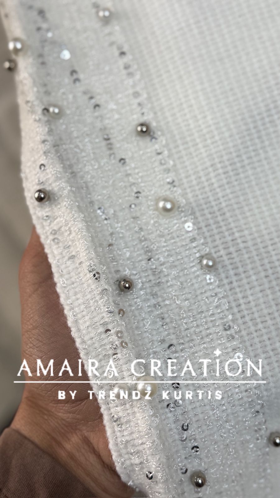 Premium Woolen Pearl Deatiling Stole