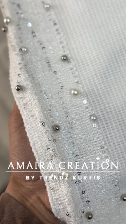 Premium Woolen Pearl Deatiling Stole