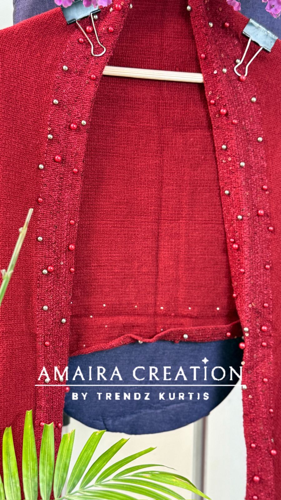 Premium Woolen Pearl Deatiling Stole