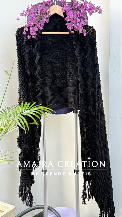 Premium Woolen Feather Detailing Stole