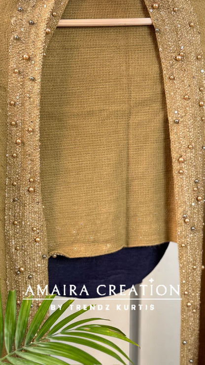 Premium Woolen Pearl Deatiling Stole