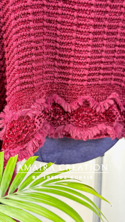 Premium Woolen Feather Detailing Stole