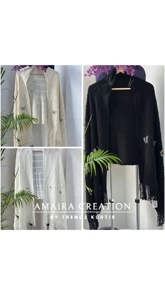 Premium Woolen Butterfly Deatiling Stole