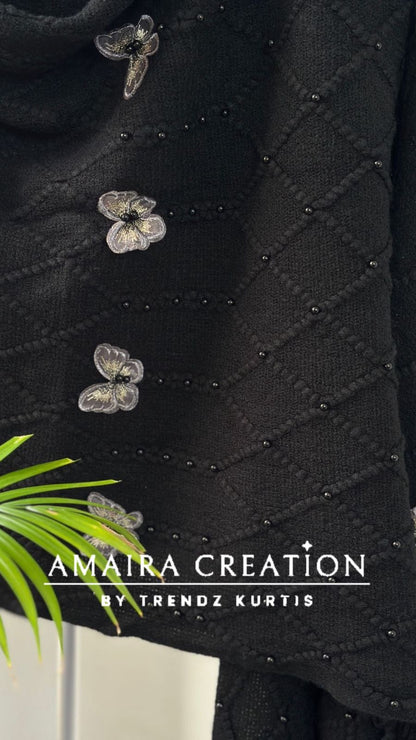Premium Woolen Butterfly Deatiling Stole