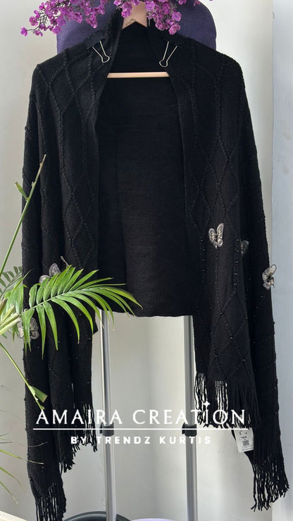 Premium Woolen Butterfly Deatiling Stole
